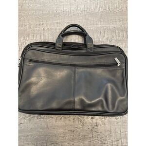 Kenneth Cole leather laptop bag Black Multi Pockets  No Shoulder Strap